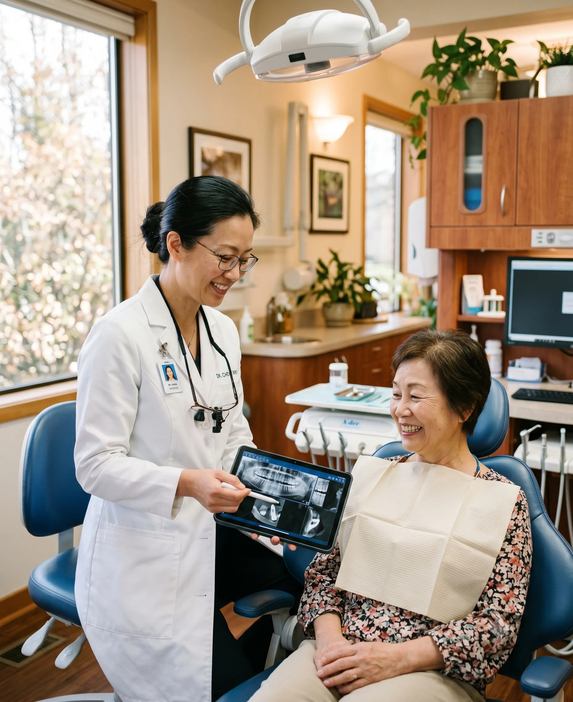 Dr. Sarah Chen, DDS with a smiling patient at Riverside Family Dental Nashville TN