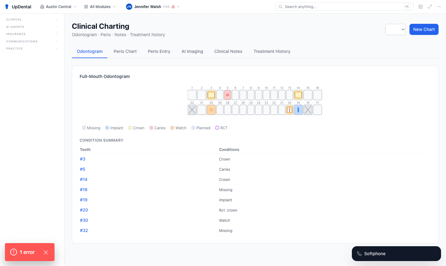 UpDental — Clinical Charting Odontogram