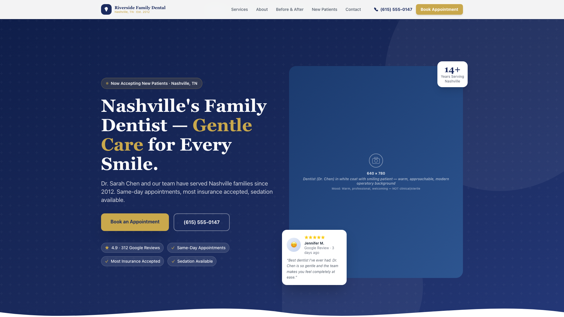 Riverside Family Dental website screenshot